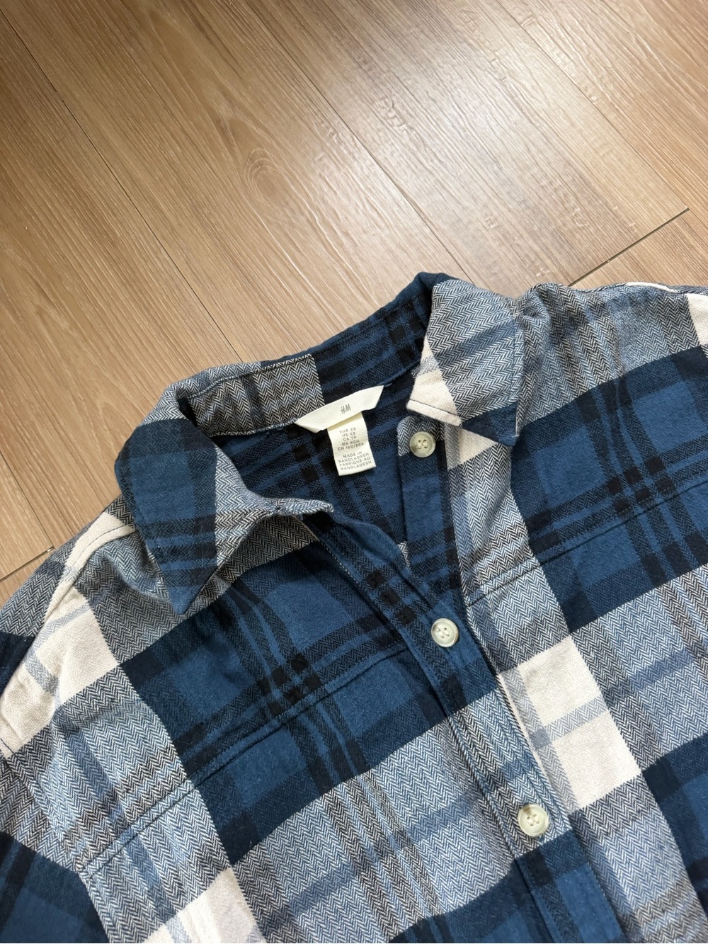 H&M Oversized Blue and White Plaid Button-Down Shirt